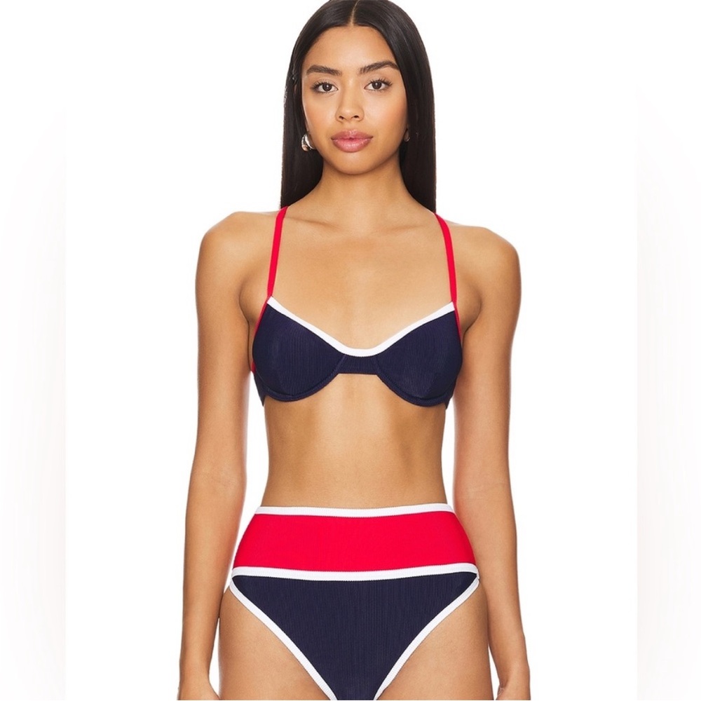 NWT Beach Riot Kori Bikini Top in Americana Size Large